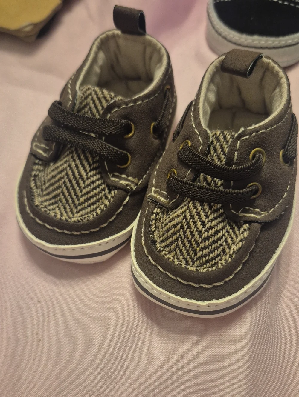 Carter's Brown Herringbone Baby Lace-Up Shoes